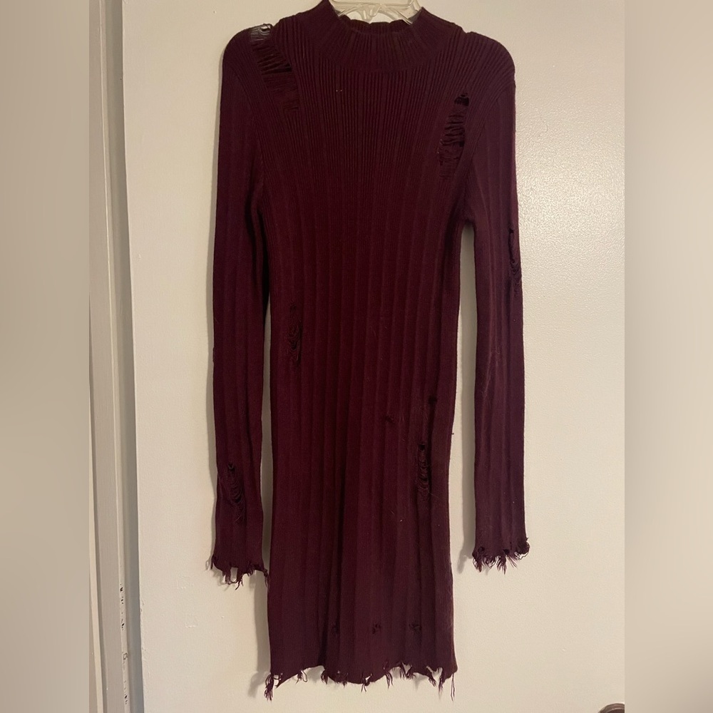 🎉2/$15 Forever 21 Deep Burgundy Long Sleeve Dress